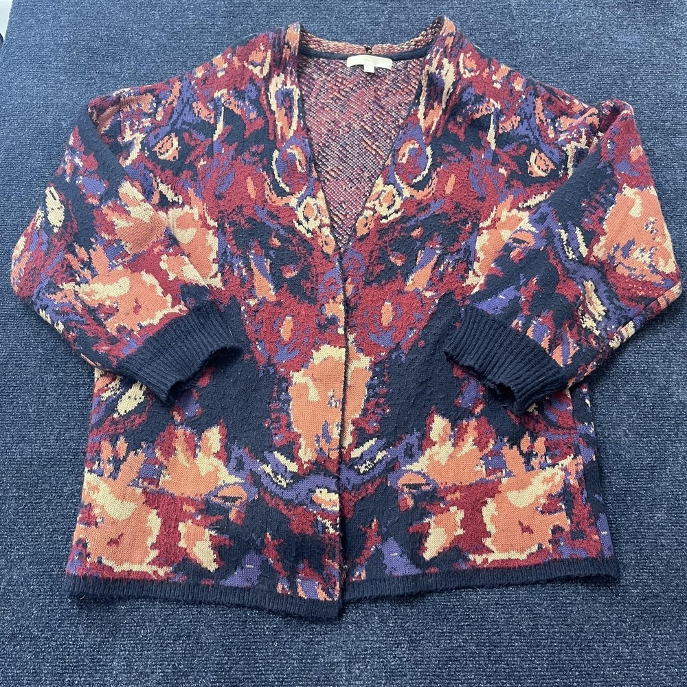 Sigrid Olsen Sweater Womens 3X Multicolor Jacquard Open Front Cardigan Knit